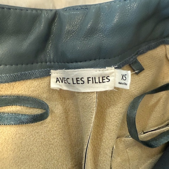 Avec Les Filles Blue/Gray Faux Leather Cargo Joggers - Picture 11 of 12